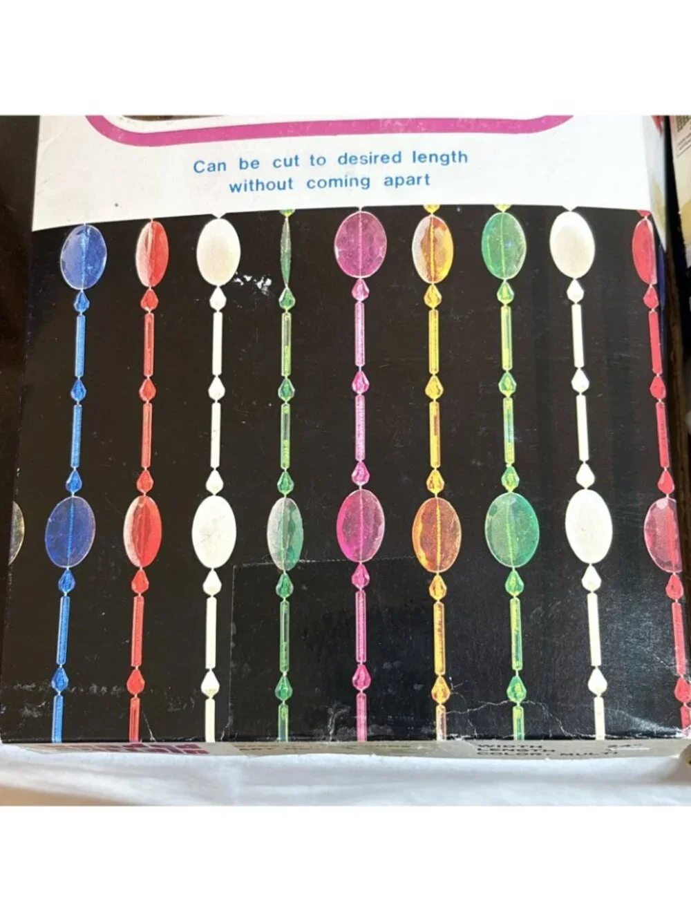 Pop Art Rainbow Beaded Curtain for Doorway Draperies Dividers 60s Polystyrene